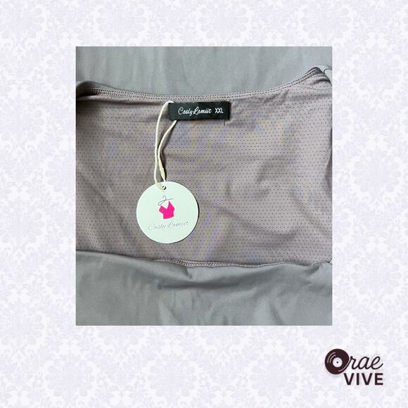 NWT Casly Lamiit XXL Grey Square Neck Cap Sleeve Active Dress - Picture 4 of 5